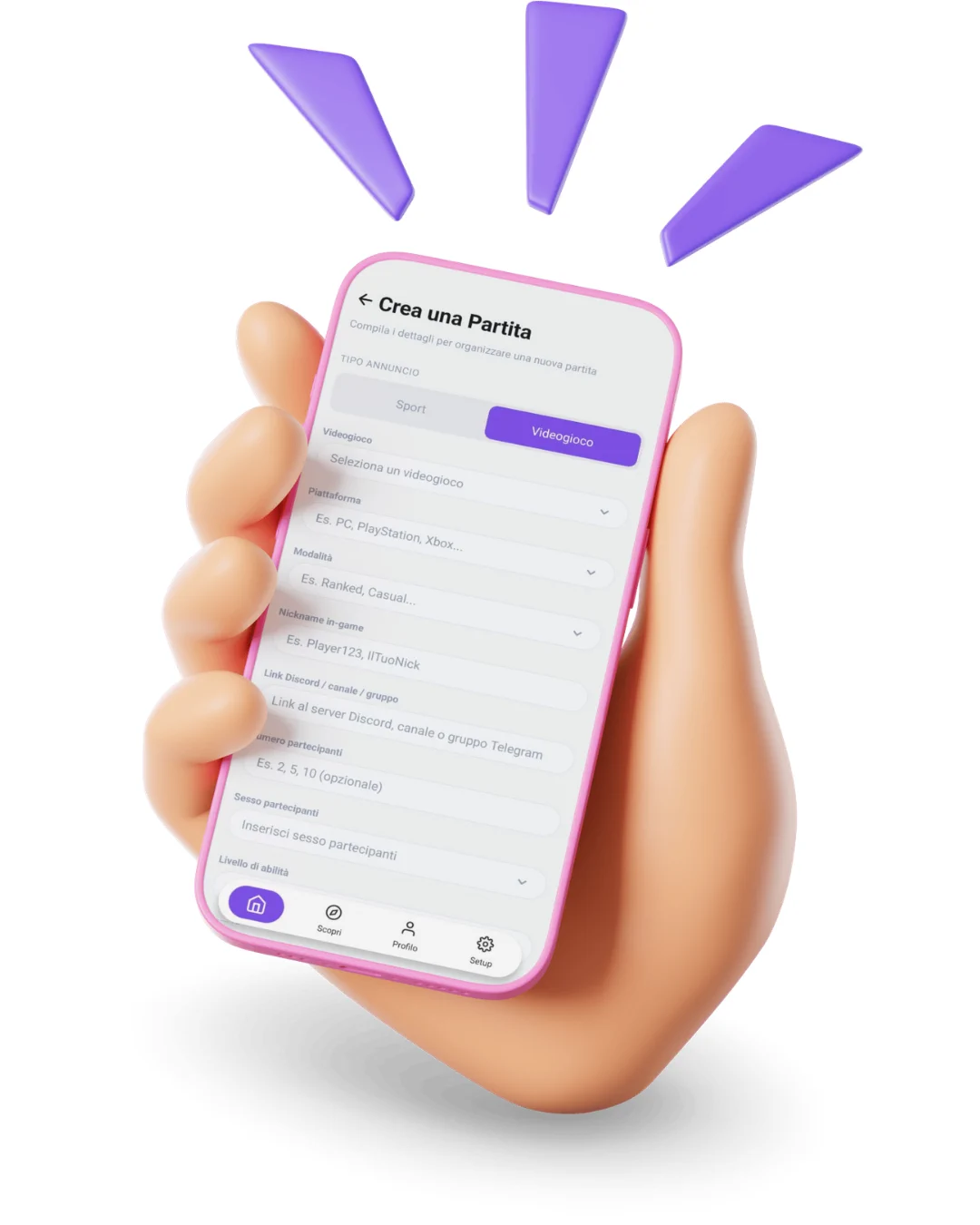 TeamFinder, la creazione di una partita di videogiochi